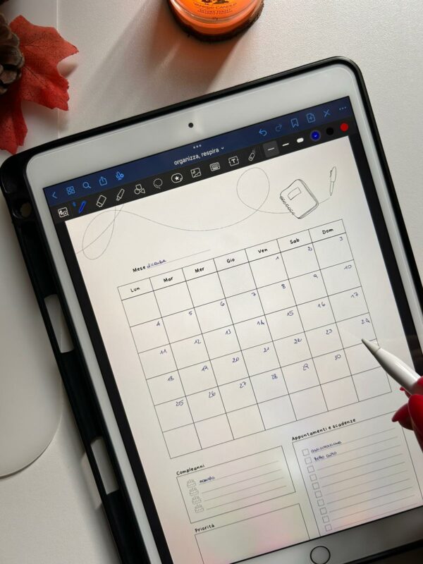 organizza respira planner annuale non datato con visione mensile settimanale e giornaliera
