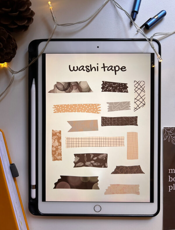 set di washi tape per decorare agenda bullet journal appunti e taccuini digitali goodnotes notability