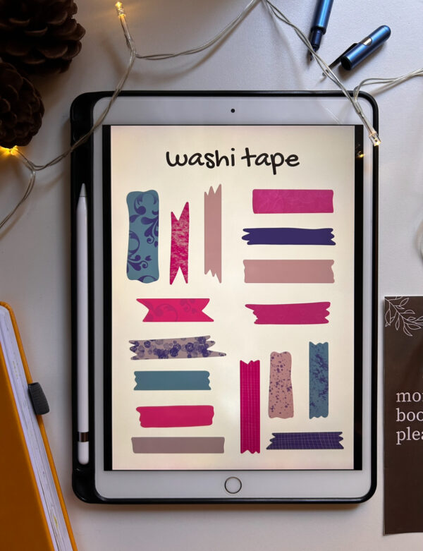 set di washi tape per decorare agenda bullet journal appunti e taccuini digitali goodnotes notability