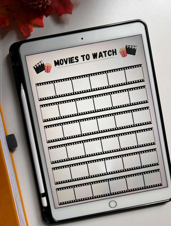 Tracker dei film da vedere | Download tracker per agenda o bullet journal e per taccuino digitale