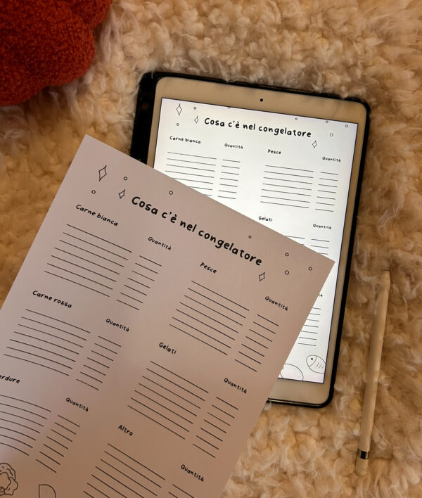 template per organizzare frigorifero congelatore e dispensa e piano di pulizie in casa