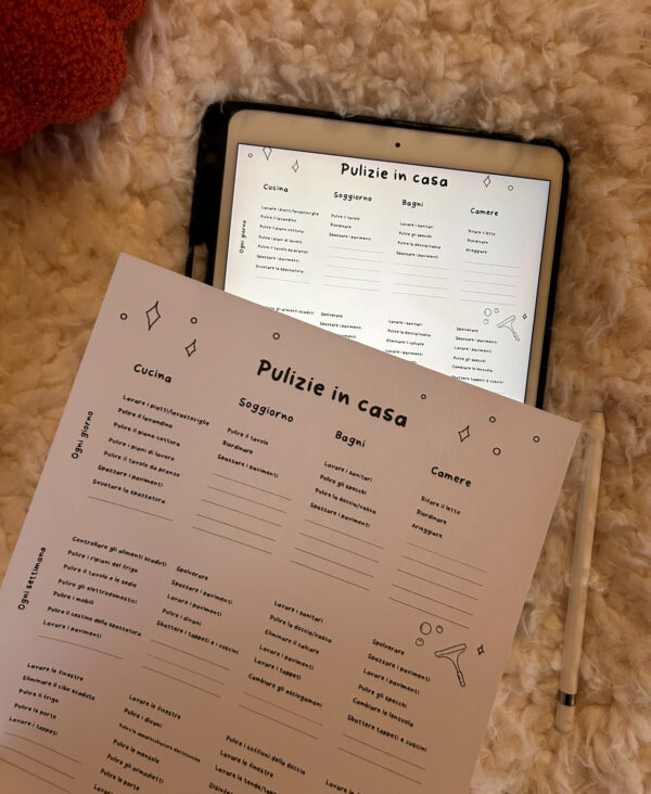 template per organizzare frigorifero congelatore e dispensa e piano di pulizie in casa