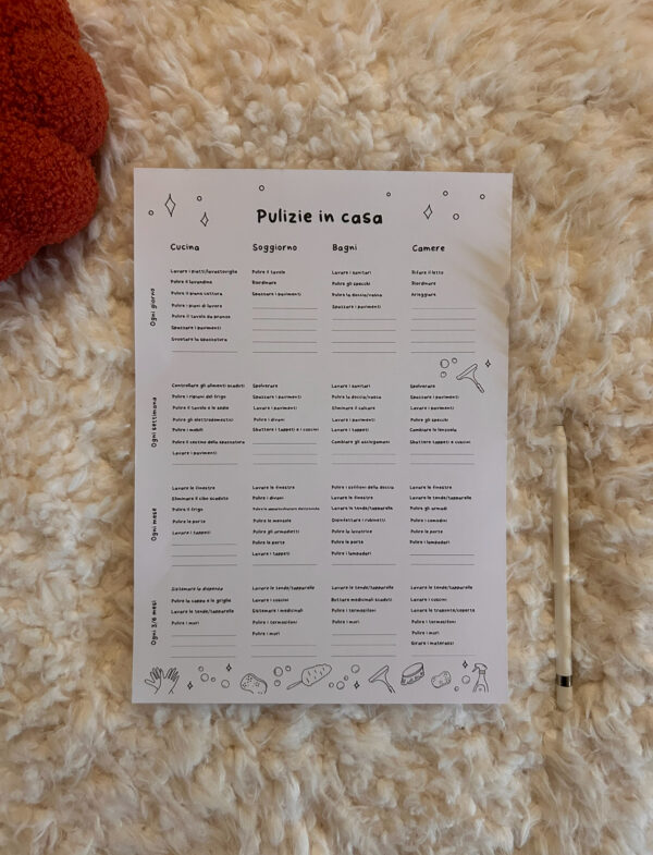 template per organizzare frigorifero congelatore e dispensa e piano di pulizie in casa