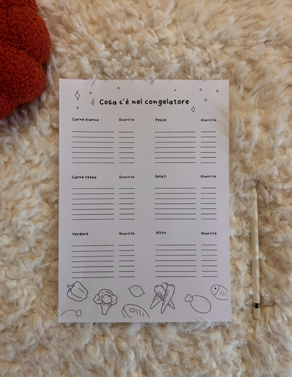 template per organizzare frigorifero congelatore e dispensa e piano di pulizie in casa
