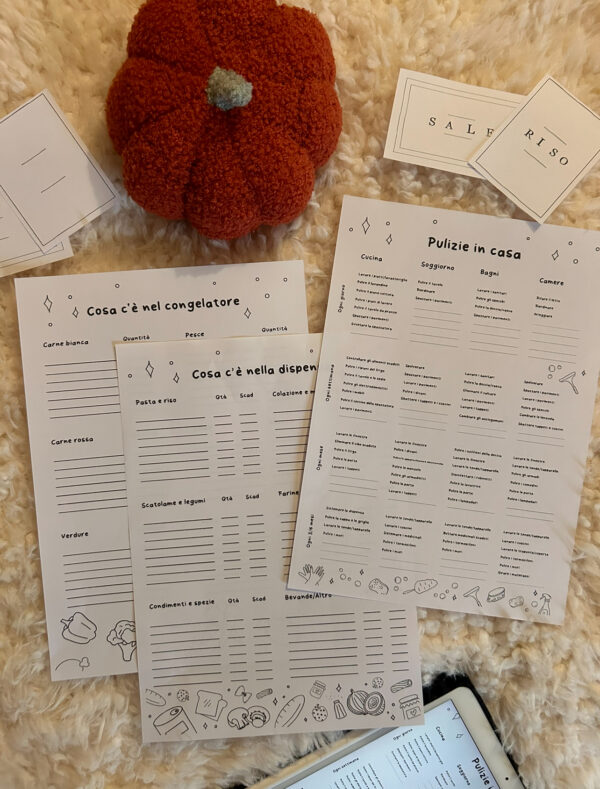 template per organizzare frigorifero congelatore e dispensa e piano di pulizie in casa