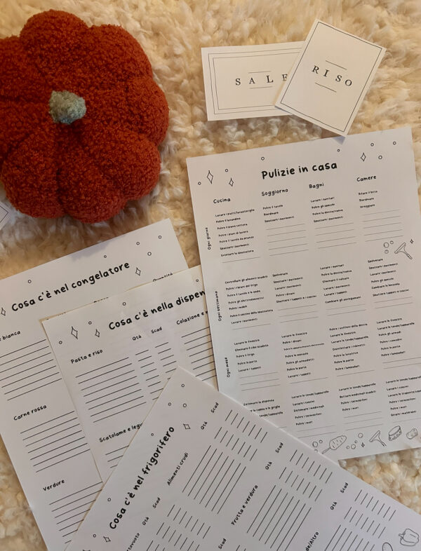 template per organizzare frigorifero congelatore e dispensa e piano di pulizie in casa