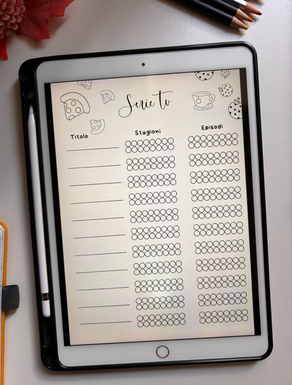 Tracker delle serie tv | Download tracker per agenda o bullet journal e per taccuino digitale