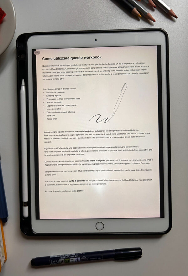 Workbook Hand Lettering con le Brush Pen esercizi per principianti