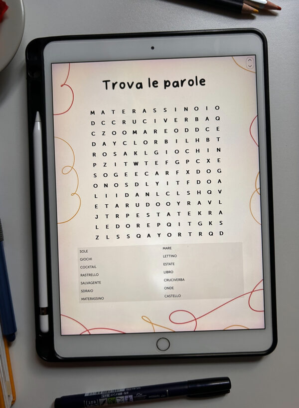 cruciverba hand lettering mandala trova le parole attivita da fare in estate gratis